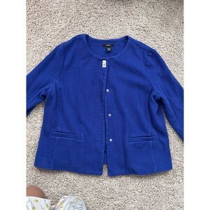 Alfani Knit Jacquard Cobalt Blue Blazer Career Suit Jacket size L